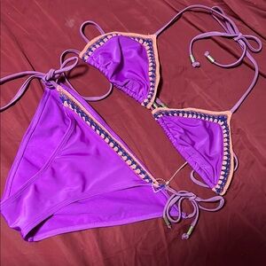 H&M Purple and Orange Bikini Set
